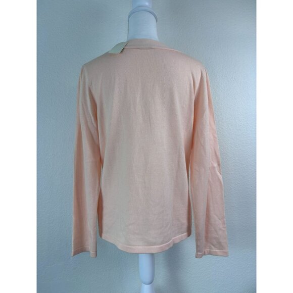 J. Jill women's medium peach light orange long sleeve‎ lightweight sweater top - Picture 4 of 8